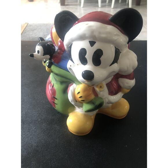Vintage Disney Santa Clause Mickey Mouse Christmas Cookie Jar Holiday Decor READ - Picture 1 of 11